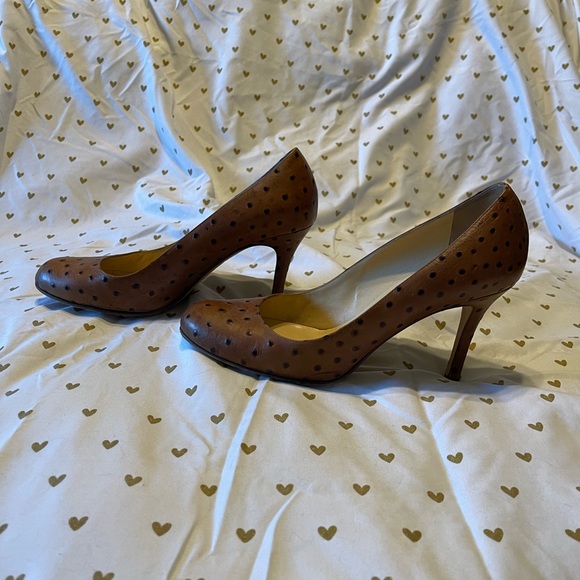 Kate Spade Brown Polka Dot Ostrich Heels - Picture 4 of 7